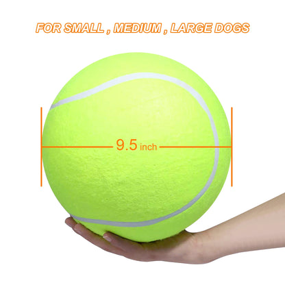 " Large Tough Chew Training Interactive Tennis Ball for Dogs, 9.5"" Rubber Durable Dog Toy"