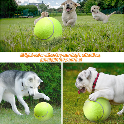 " Large Tough Chew Training Interactive Tennis Ball for Dogs, 9.5"" Rubber Durable Dog Toy"