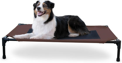 Outdoor Elevated Dog Cot – 6 ft × 3/4″ Chocolate Mesh Hammock Bed for Large Dogs – Collapsible & Portable, Washable Cooling Raised Metal Frame