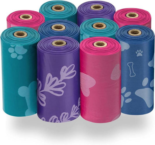 Dog Poop Bags for Waste (150 Bags) Refuse Cleanup, Doggy Roll Replacements for Outdoor Puppy Walking and Travel
