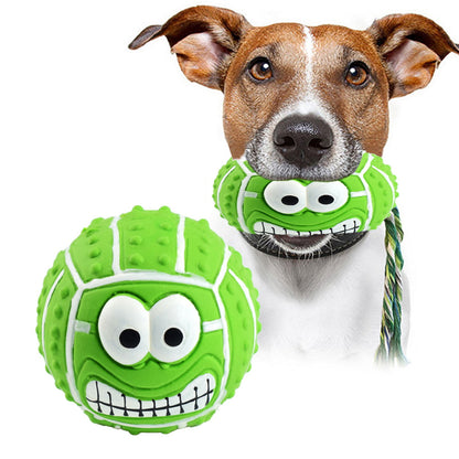 Rubber Squeaky Dog Toys, Tennis Squeaky Dog Toys Soft Dog Balls for Aggressive Chewers, Tough Durable Dogs Toys, Interactive Play Squeaky Dog Toy for Small Dogs