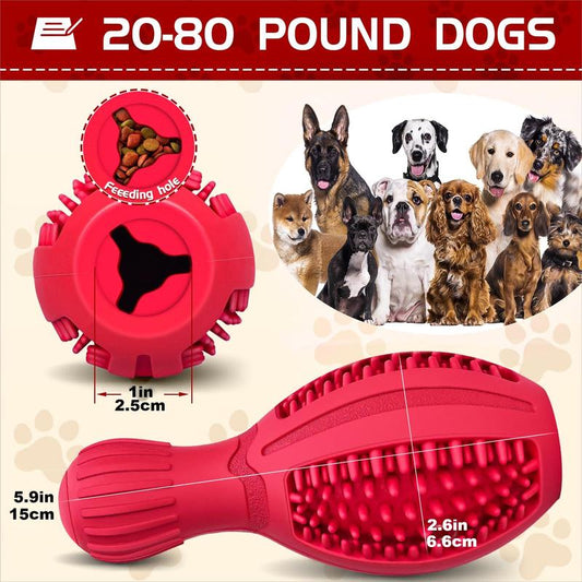 Dog Chew Toy, Durable Rubber Dog Teeth Cleaning Toy, Interactive Squeaky Toy for Small/Medium/Large Dogs, Pet Supplies