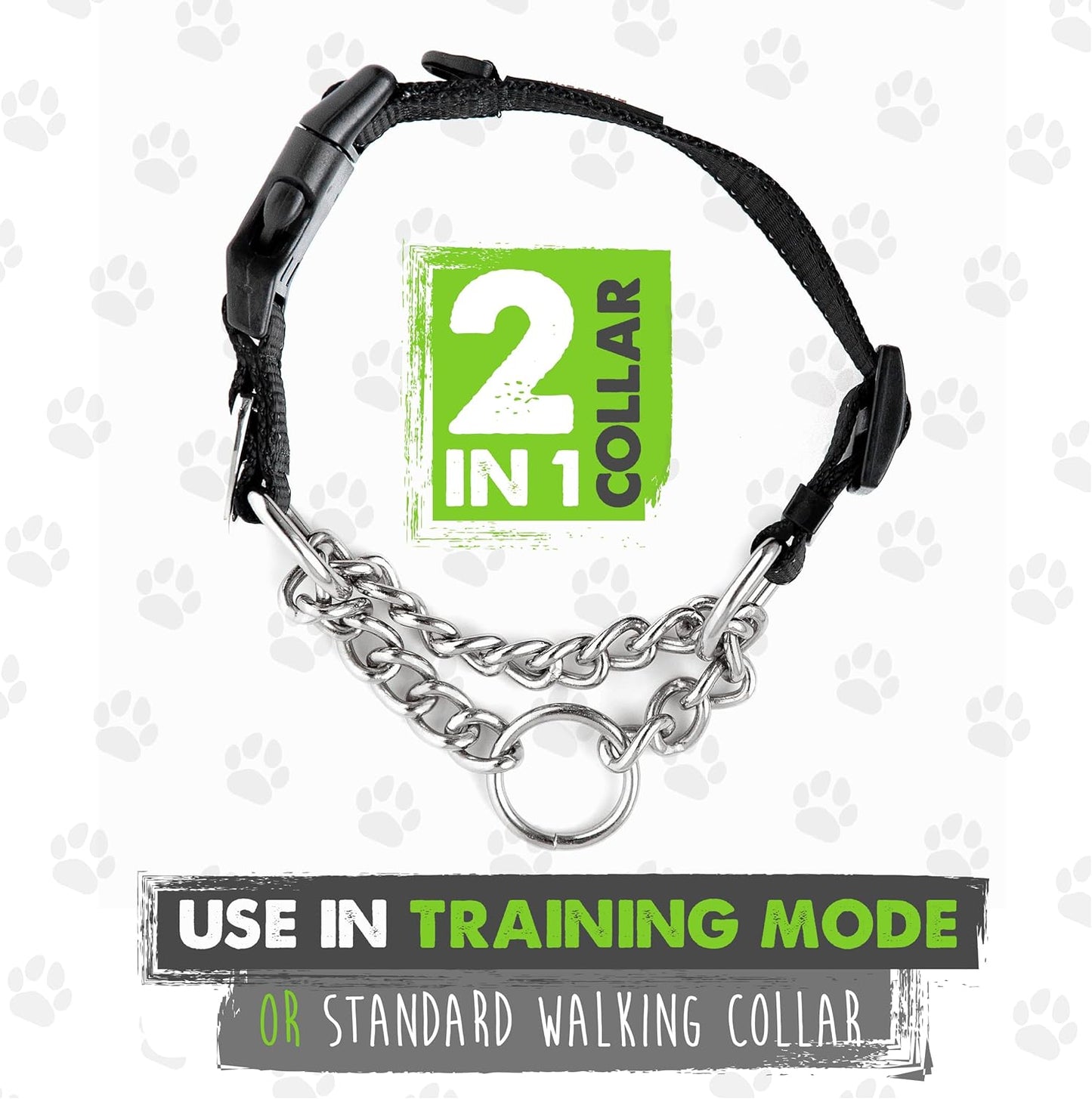 Trainer Approved Limited Slip Collar with Stainless Steel Chain & Heavy-Duty Buckle 