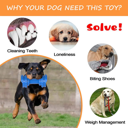 Dog Toys for Aggressive Chewers-Indestructible Dog Toys for Large Medium Small Breed--Rubber Dog Chew Toy-Blue