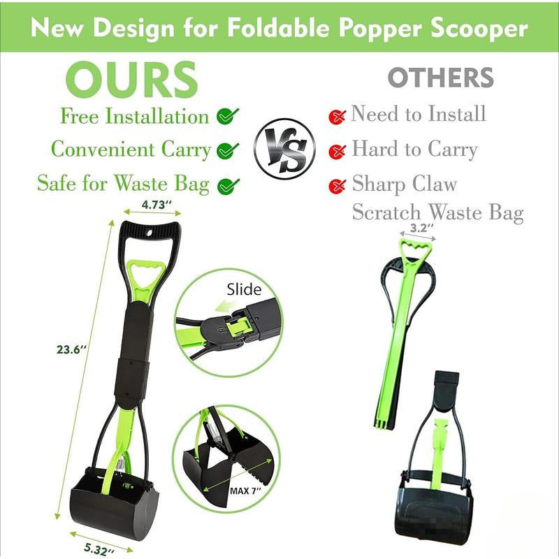 Pooper Scooper, Portable Dog Pooper Scooper with Long Handle