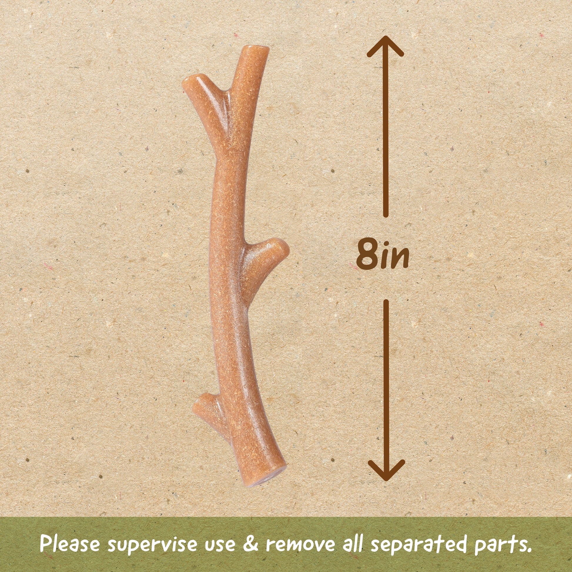 Barkies 8" Real Wood Mix Tree Branch Durable Dental Dog Chew Toy Bacon Flavor