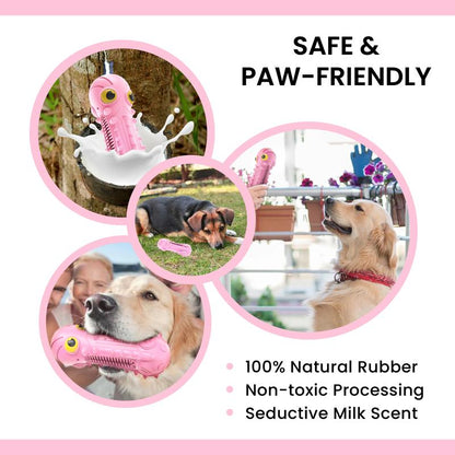 [Pet Fortuna] Dog Chewy Toy Octopus Rubber Toy for Aggressive Chewers, Tough and Durable Toy for Medium Large Breed Dogs, Natural Rubber (Pink) Puppy Toy