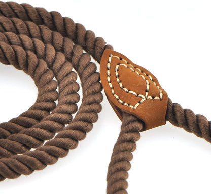 Dog Leash, Braided Cotton Rope Leashes with Leather Tip 