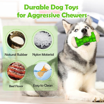 Interactive Dog Chew Toy-Brightly Colored Dog Enrichment Toy for Aggressive Chewers