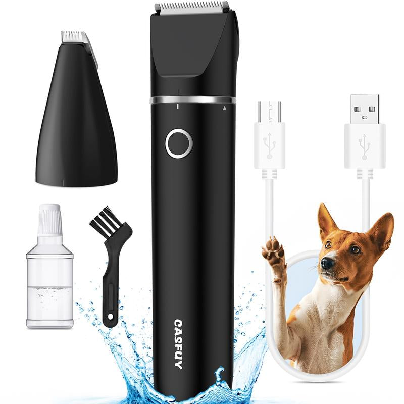 Dog Paw Trimmer – USB Rechargeable Clippers with Double Blades for Trimming Paws, Face, Ears, and Rump of Dogs, Cats, and Small Pets.