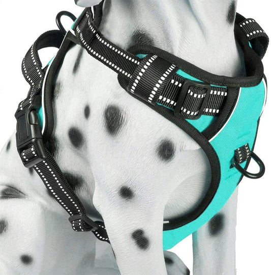 No Pull Dog Harness, Reflective Comfortable Vest Harness with Front & Back 2 Leash Attachments