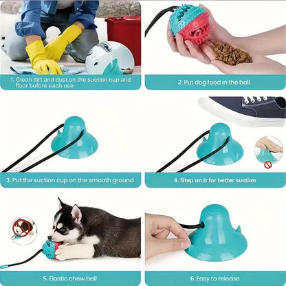 Dog Chew Toy Ball with Suction Cup, Puppy Teeth Chewing Toy