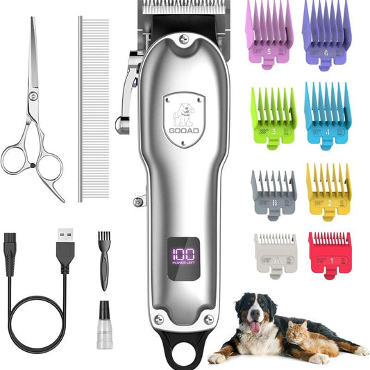 GOOAD Cordless Dog Grooming Clippers – Low Noise Hair Trimmer for Dogs with Thick Coats – Quiet Pet Clippers for Dogs & Cats