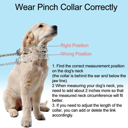 Durable Pinch Collar Stainless Steel Dog Adjustable Pet Training Collar for Medium Large Dogs (Medium (Pack of 1), Silver)