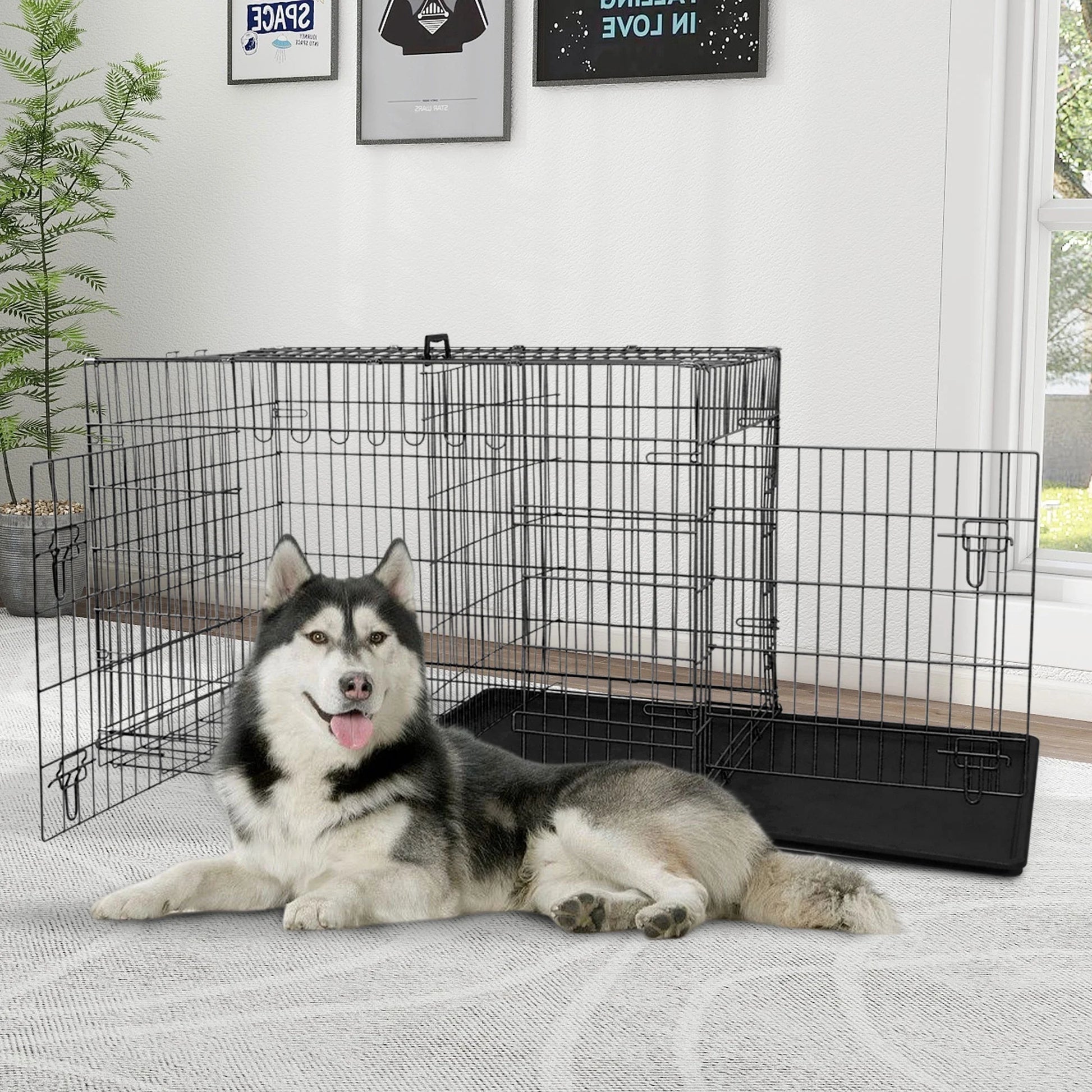 48 Inch Dog Crate, Dog Crates and Kennels for Big Dog Foldable Large Dog Crate for Large Dogs