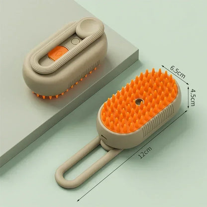 3-in-1 Steam Pet Grooming Brush – Massage, De-Shedding & Detangling for Dogs & Cats (USB Rechargeable)