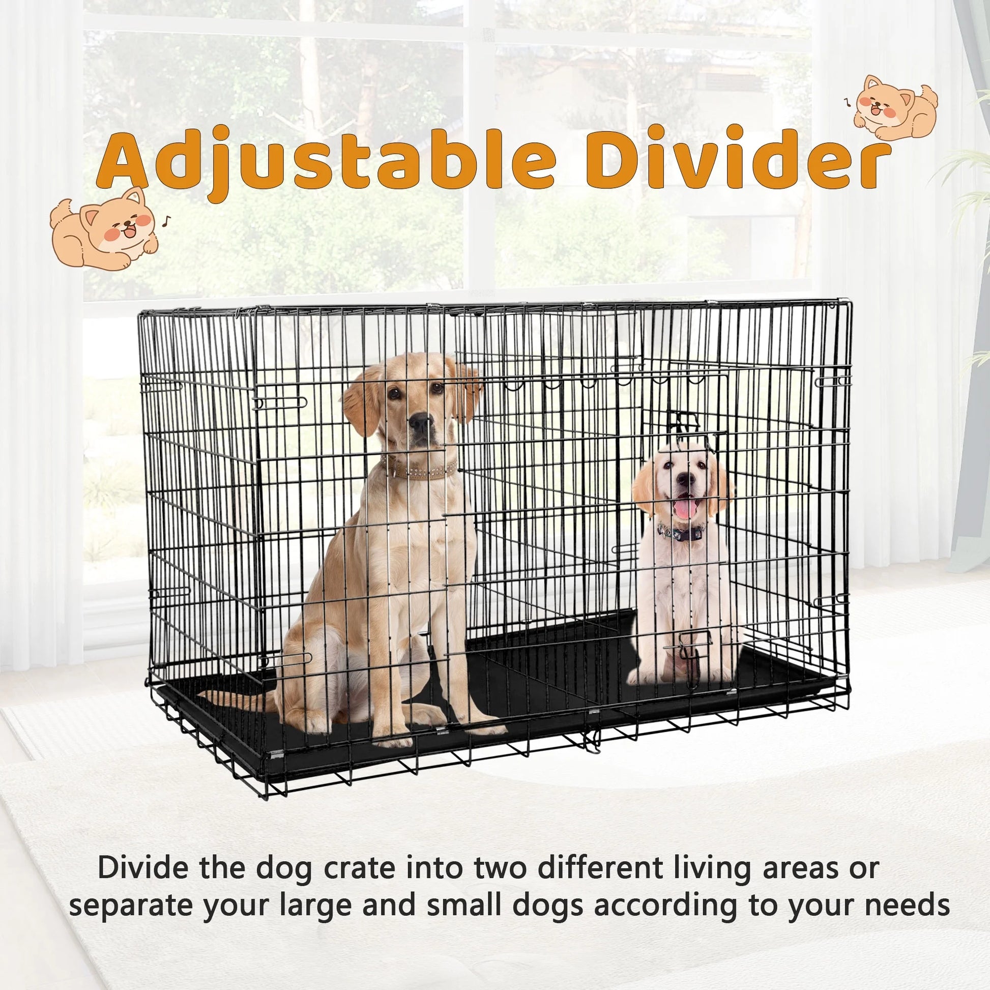 48 Inch Dog Crate, Dog Crates and Kennels for Big Dog Foldable Large Dog Crate for Large Dogs