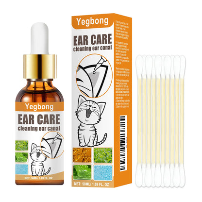 50Ml Pet Ear Mite Deodorant Ear Cleaner Ear Wash Infection Control Itching Relief Pet Ear Soothing Care with Cotton Swab