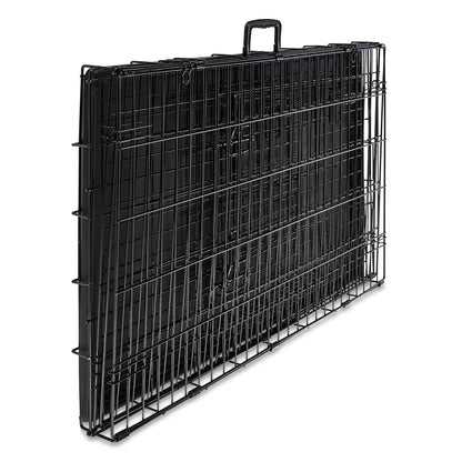 Heavy Duty Double Door Dog Crate 36 Inch Foldable Metal Wire Kennel with Leak Proof Pan Ventilation Divider