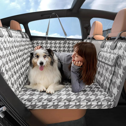 Dog Car Seat Cover for Back Seat with Hard Bottom, Pet Back Seat Extender with Supportive Egg Crate Foam, Waterproof Non-Slip