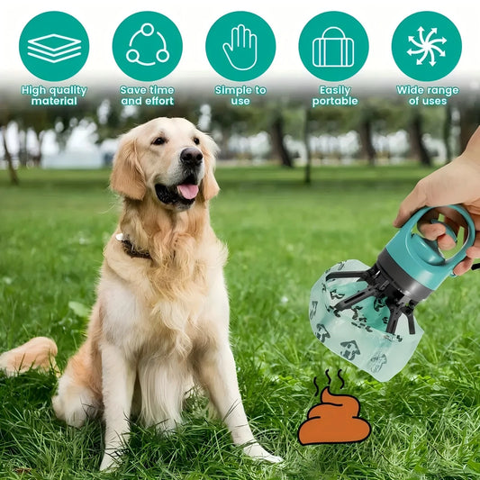 Dog Poop Scooper - Portable Teal Claw Design Waste Removal Tool with Bag Dispenser 