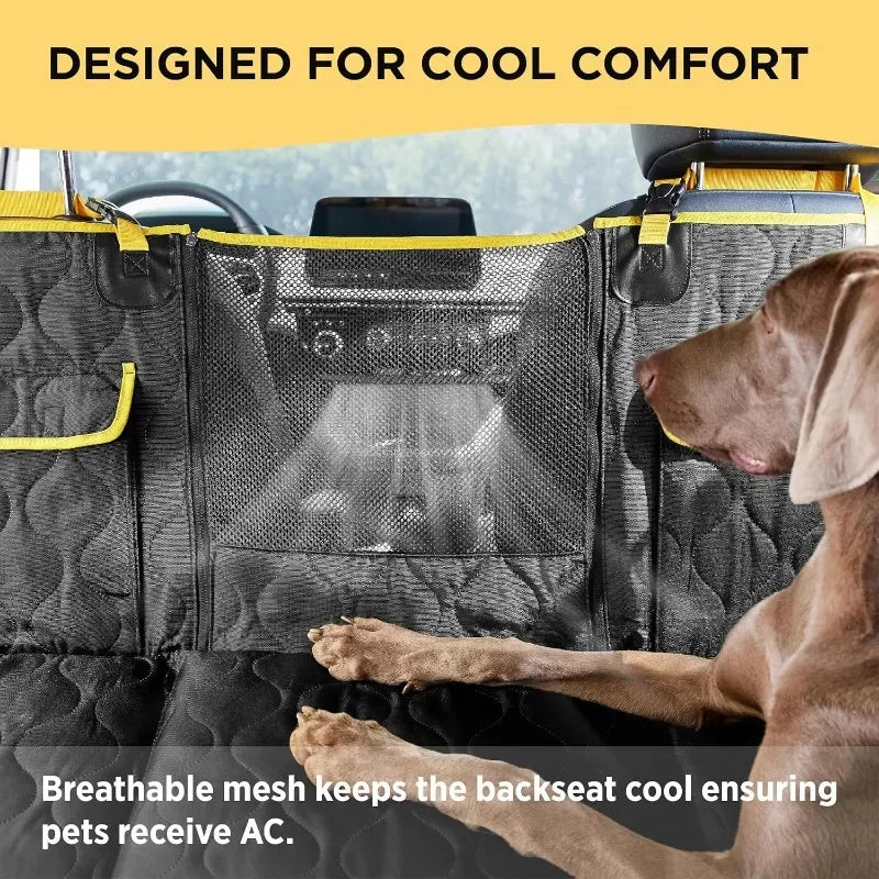 Dog Car Seat Cover for Back Seat with Hard Bottom, Pet Back Seat Extender with Supportive Egg Crate Foam, Waterproof Non-Slip