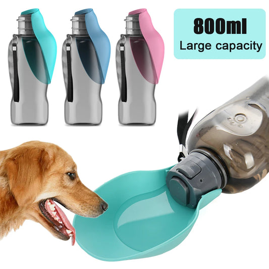 Portable Pet Water Bottle for Dogs & Cats – 800ml Travel Drinking Bowl for Small to Large Breeds