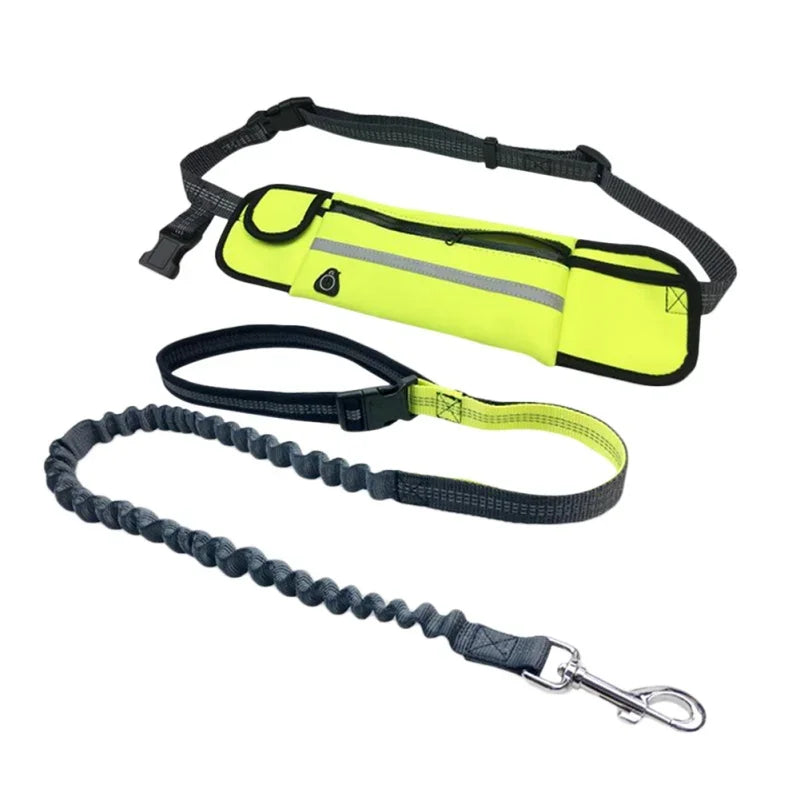 Hands-Free Reflective Dog Running Leash with Adjustable Waist Belt