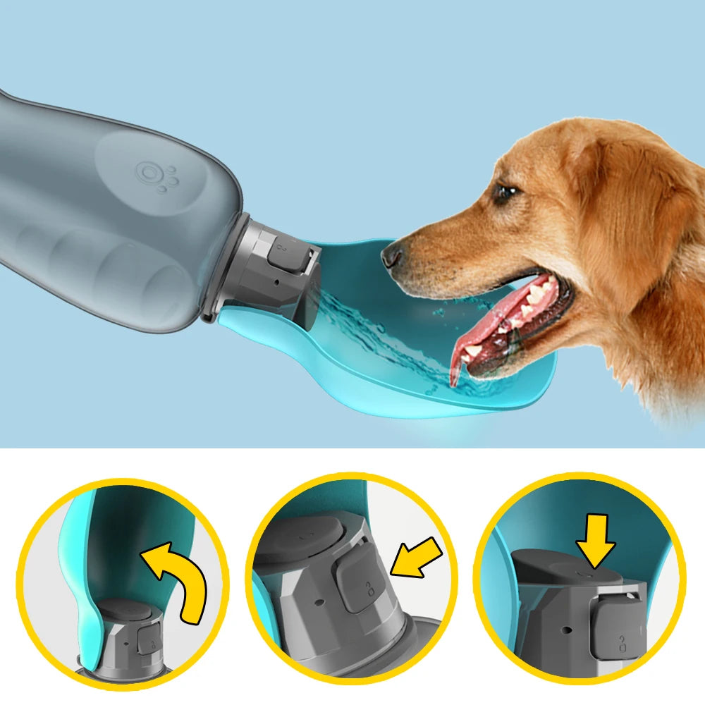 Portable Pet Water Bottle for Dogs & Cats – 800ml Travel Drinking Bowl for Small to Large Breeds