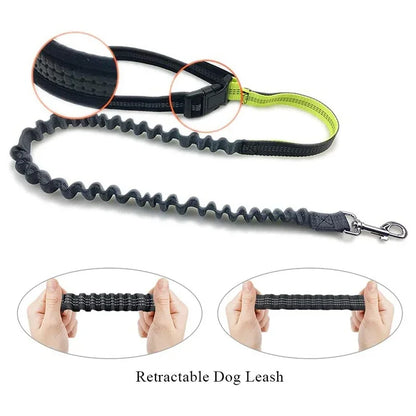 Hands-Free Reflective Dog Running Leash with Adjustable Waist Belt