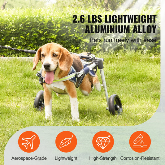 2 Wheels Dog Wheelchair for Back Legs Pet Wheelchair Dog Cart/Wheelchair for Disabled Paralysis Hind Limb Weak Pet