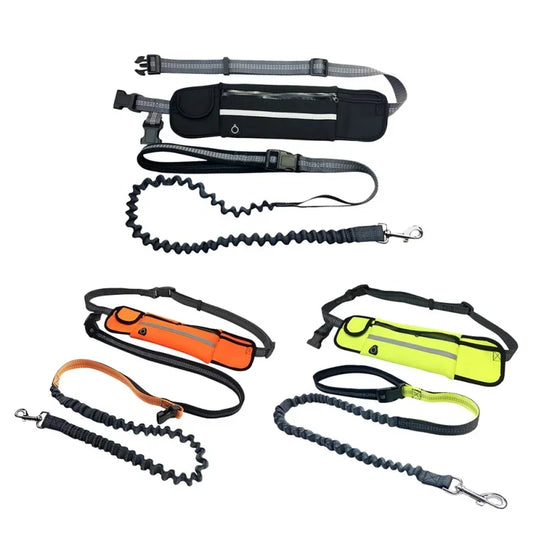 Hands-Free Reflective Dog Running Leash with Adjustable Waist Belt