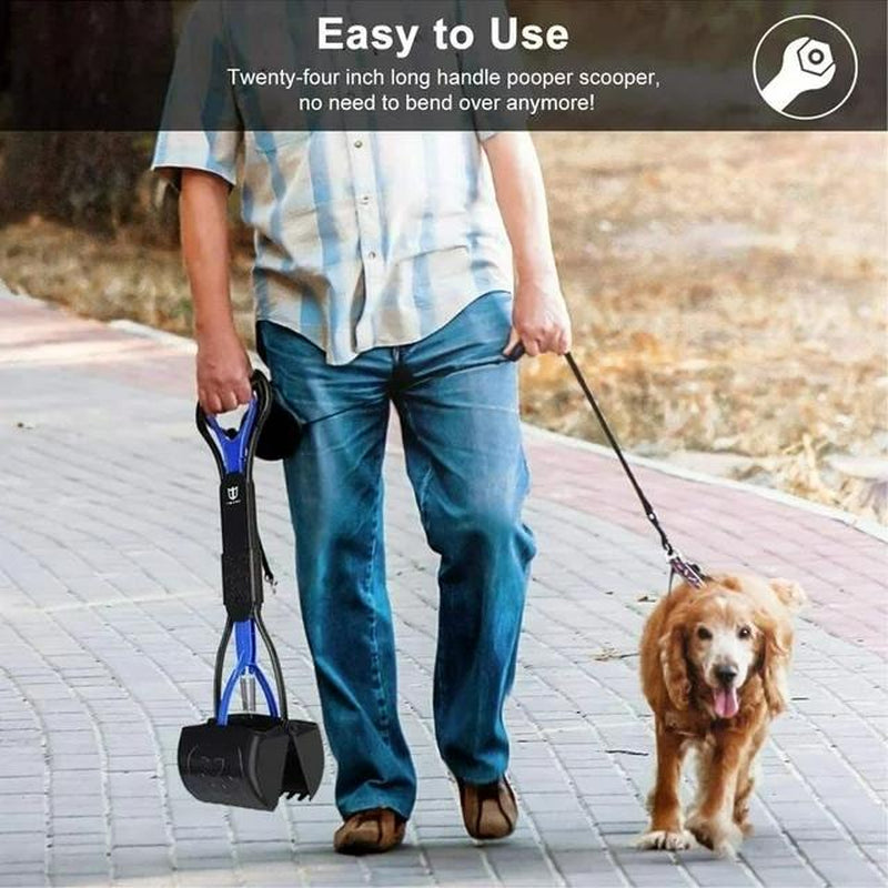 Heavy Duty Foldable Pooper Scooper – Long Handle Dog Waste Picker for Small, Medium & Large Dogs