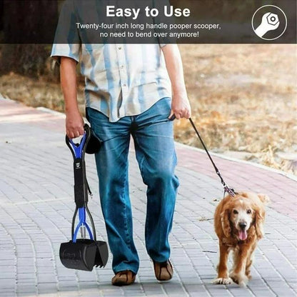 Heavy Duty Foldable Pooper Scooper – Long Handle Dog Waste Picker for Small, Medium & Large Dogs