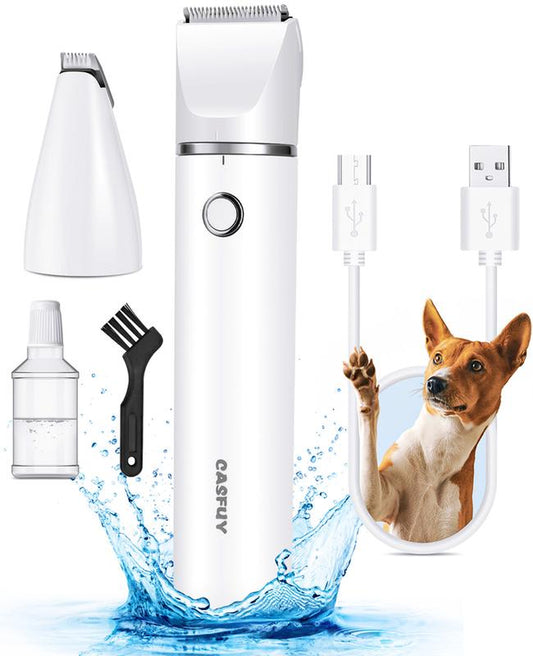 Dog Paw Trimmer – USB Rechargeable Clippers with Double Blades for Trimming Paws, Face, Ears, and Rump of Dogs, Cats, and Small Pets.