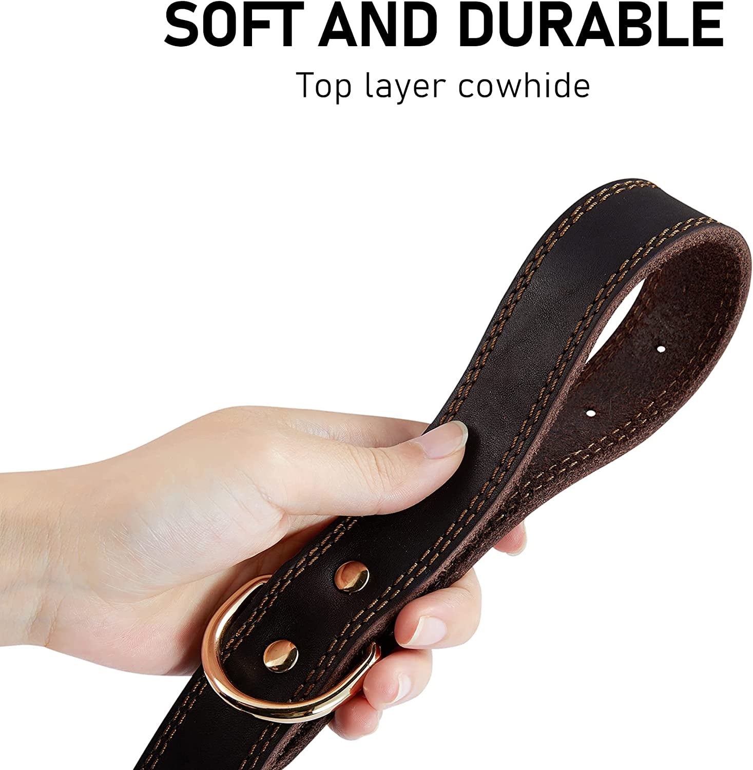 Leather Dog Collar, Genuine Heavy Duty Wide Dog Collar for Small,Medium,Large.