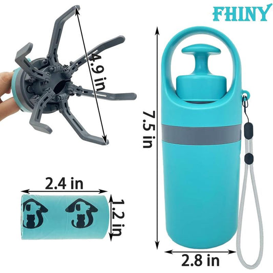 Fhiny Dog Poop Scooper – Portable, No-Touch Waste Picker with Bag Dispenser & 6-Claw Design for Clean Pet Waste Removal