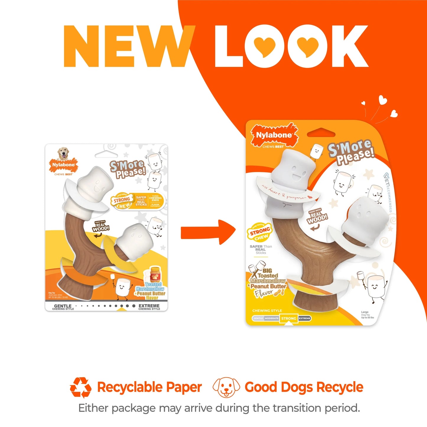 Strong Chew Marshmallow Stick Dog Chew Toy Marshmallow & Peanut Butter Large (1 Count)