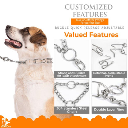 No Pull Collar for Dogs Small-Adjustable 40Cmx3.0Mm Training Collar for Dogs with 8-Link for Customized Fit Step Leash