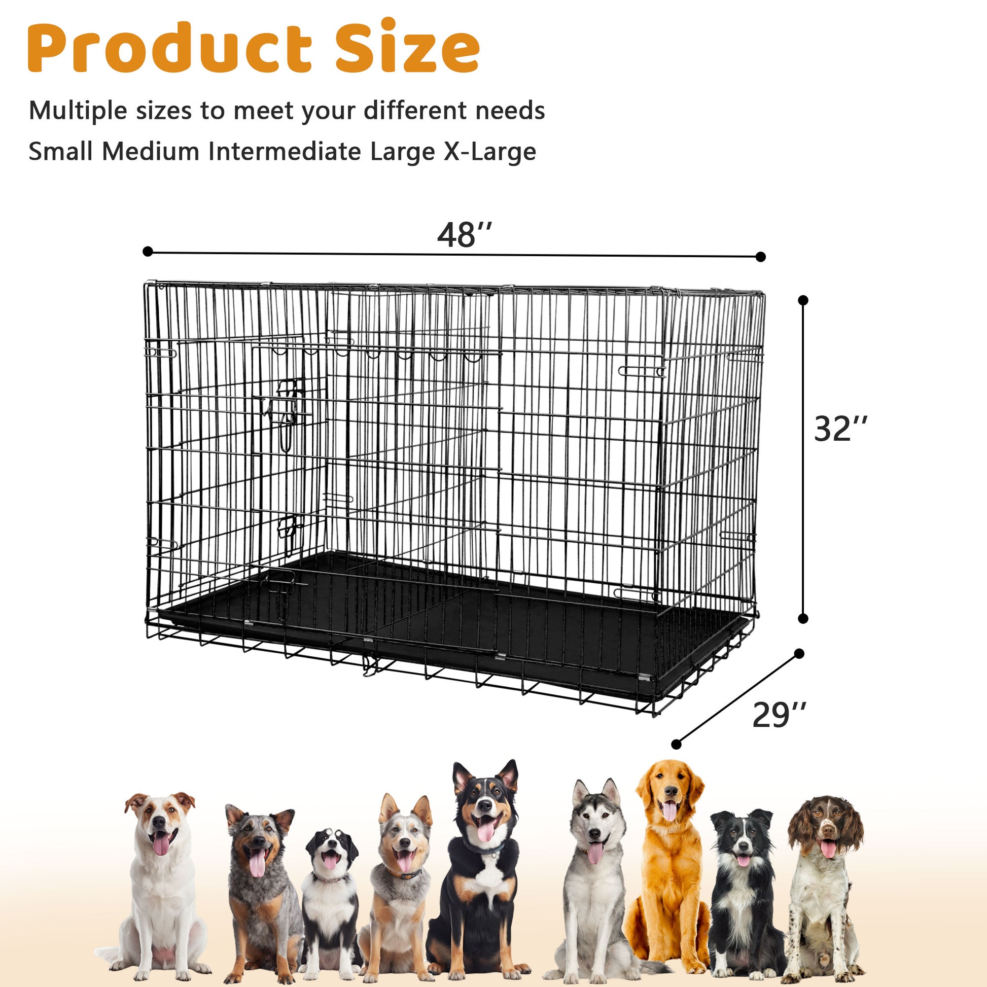 48 Inch Dog Crate, Dog Crates and Kennels for Big Dog Foldable Large Dog Crate for Large Dogs