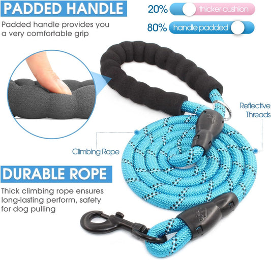 2 Packs 5/6 FT Dog Leash with Comfortable Padded Handle and Highly Reflective