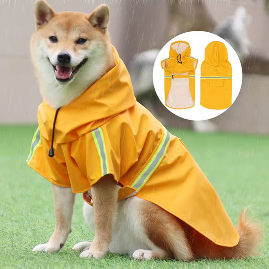 Waterproof Dog Raincoat with Reflective Strips – Breathable Pet Poncho Jacket for Small to Large Dogs (S–5XL)
