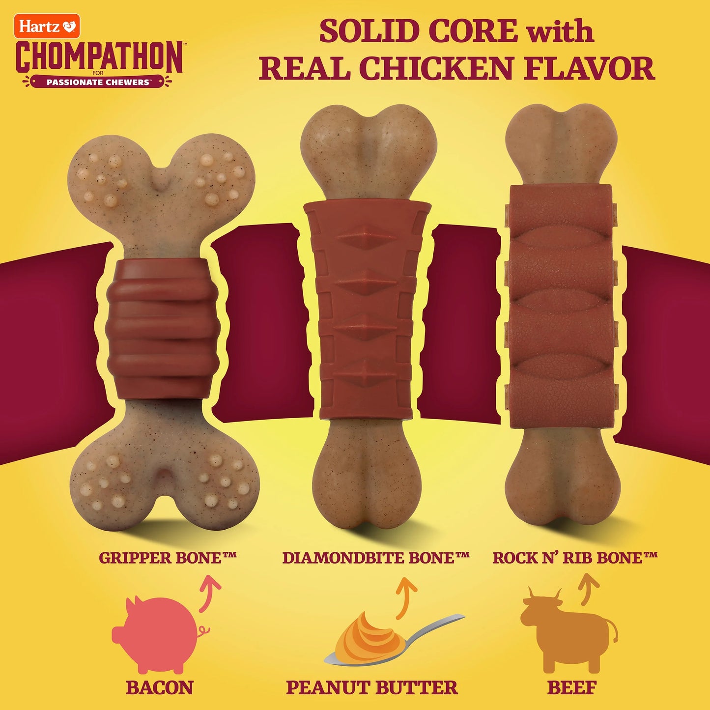 Chompathon Gripper Bone, Nylon, Tough Dog Chew Toy