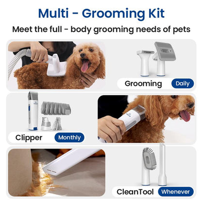 Oneisall 6 in 1 Pet Grooming Kit & Vacuum, Dog Clippers with Grooming Tools for Dogs Cats and Other Animals