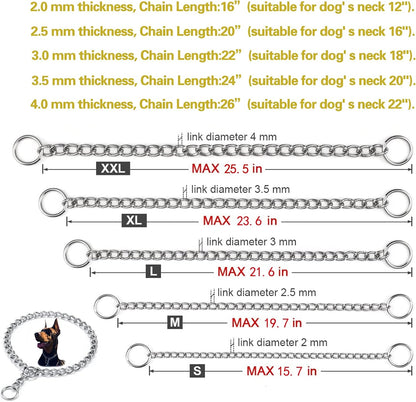 Dog Choke Collar, Martingale Collar for Dogs,26 Inch, 4.0Mm Dog Collars for Small Medium Large Dogs
