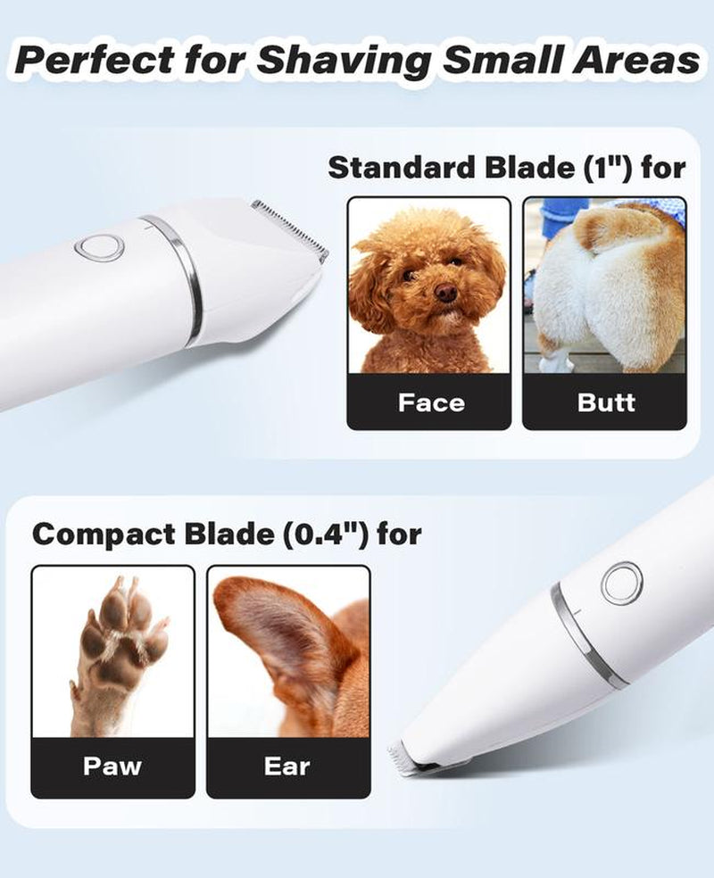 Dog Paw Trimmer – USB Rechargeable Clippers with Double Blades for Trimming Paws, Face, Ears, and Rump of Dogs, Cats, and Small Pets.