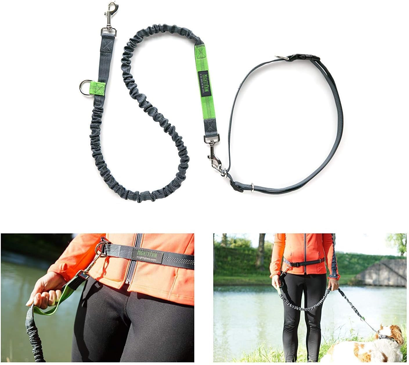 Hands Free Dog Leash | Bungee Waist Leash for Dog Walking.