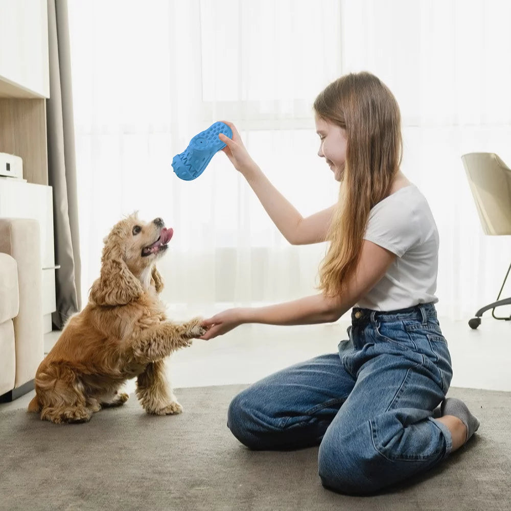 Squeaky Rubber Dog Shoes Shape Toothbrush Toys