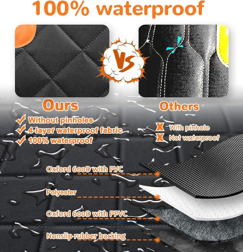 [On Sale!]Dog Car Seat Cover, Waterproof Scratchproof Hammock W/ 4 Storage Bags Side Flaps, Washable Nonslip Backseat Protector for Cars,Trucks,Suvs. Carrier