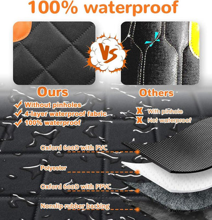 [On Sale!]Dog Car Seat Cover, Waterproof Scratchproof Hammock W/ 4 Storage Bags Side Flaps, Washable Nonslip Backseat Protector for Cars,Trucks,Suvs. Carrier